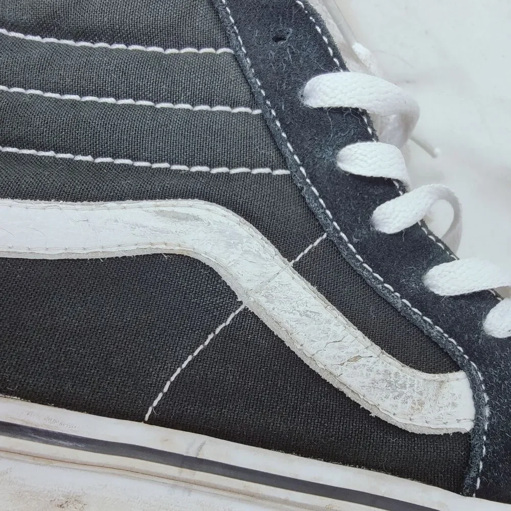 Vans Sk8-Hi Black White High Top Skate Shoes Sneakers, 8(M) 9.5(W)